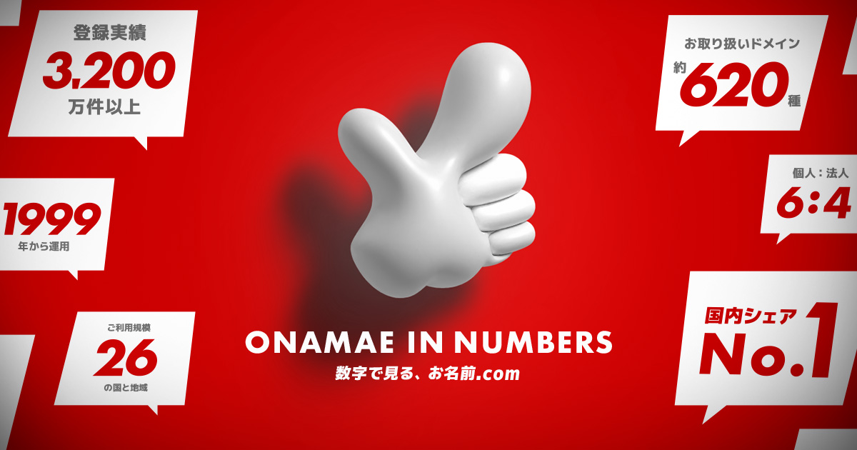 ONAMAE IN NUMBERS｜数字で見るお名前.com